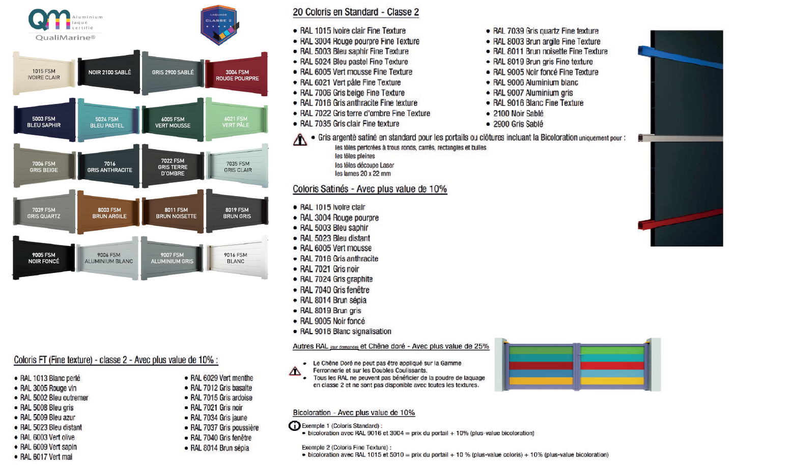 LISTE DES COLORIS